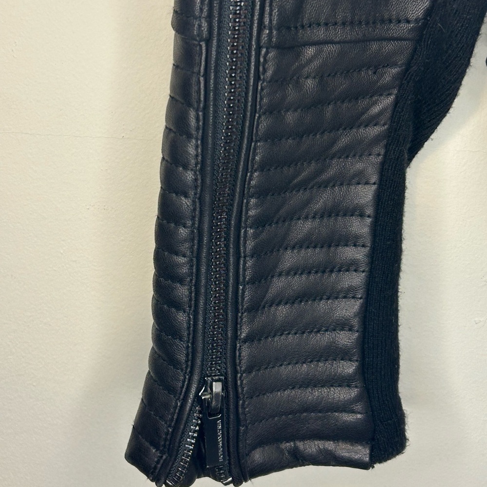 BCBG MAXAZRIA black Mix Media Leather Jacket For Women size XS - Picture 7 of 7